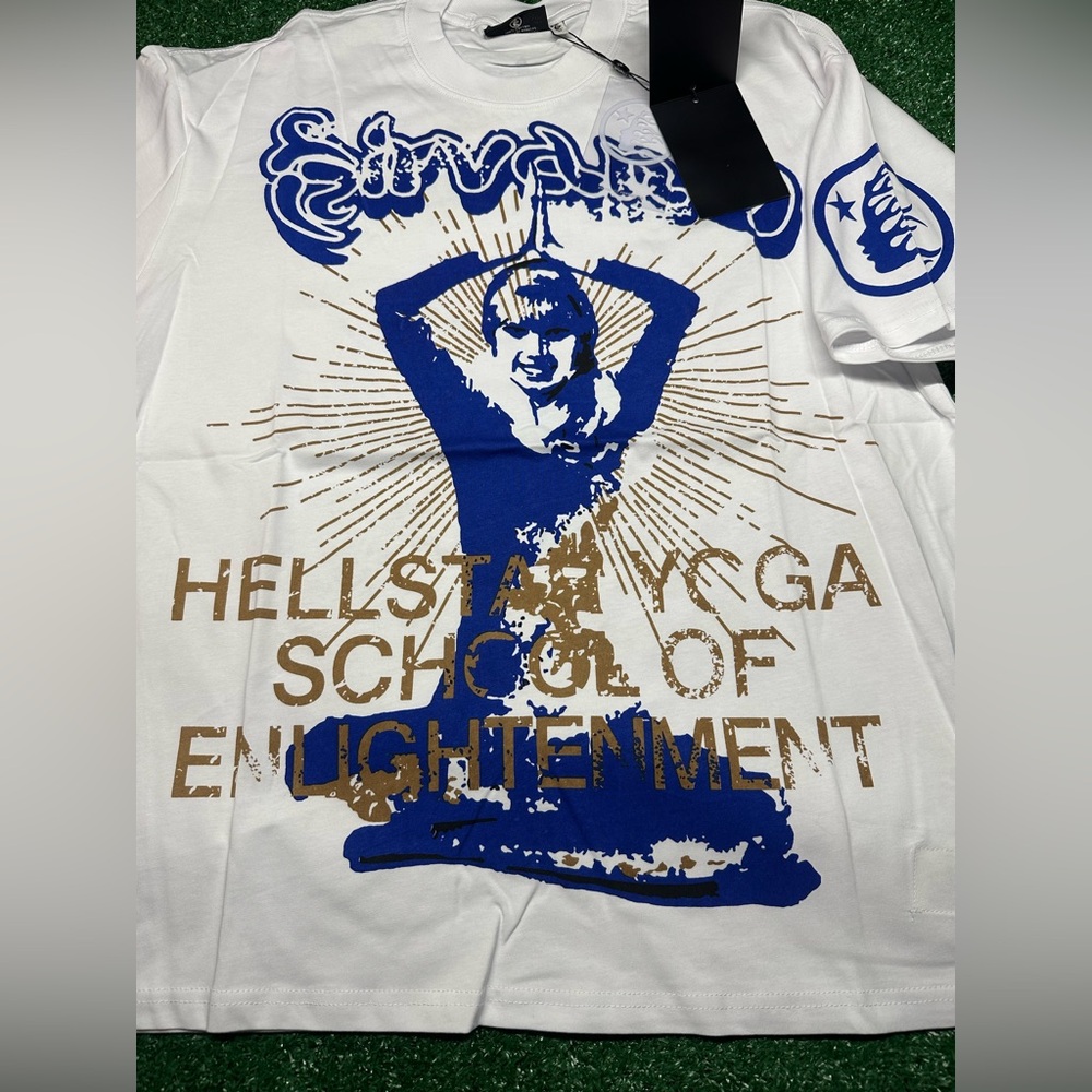 Stylish White and Blue Graphic Men's Tee